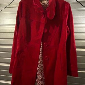 Tulle Vibrant Red Pea Coat